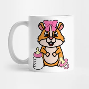 cute baby hamster wears a pink ribbon Mug